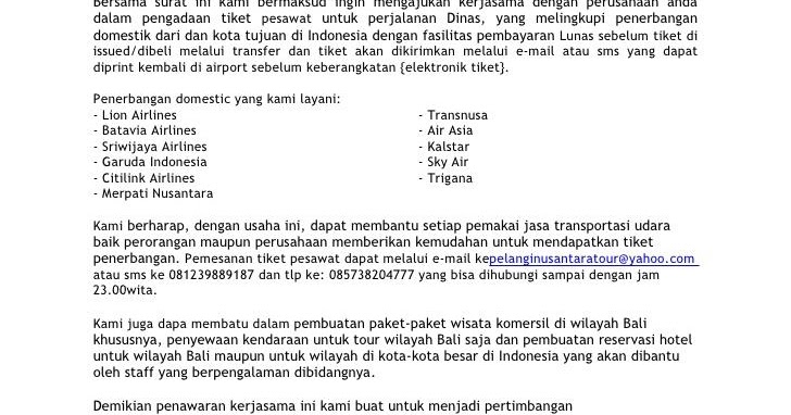 Surat Penawaran Catering Ke Perusahaan 10+ Contoh Surat