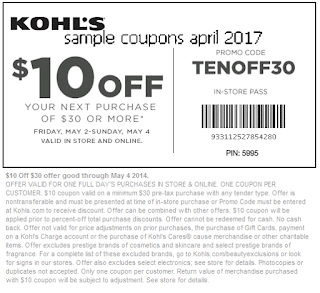 Kohls coupons for april 2017