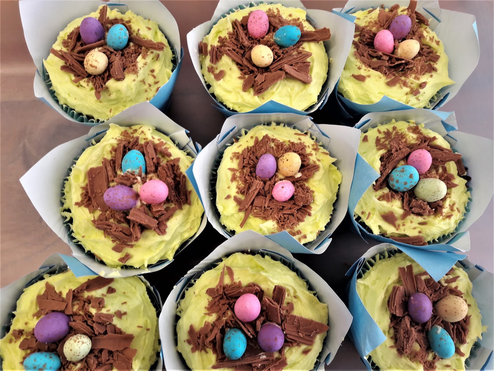 Speckled egg cupcakes