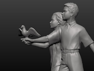 Sculptural composition "Boy and Girl with a Bird"