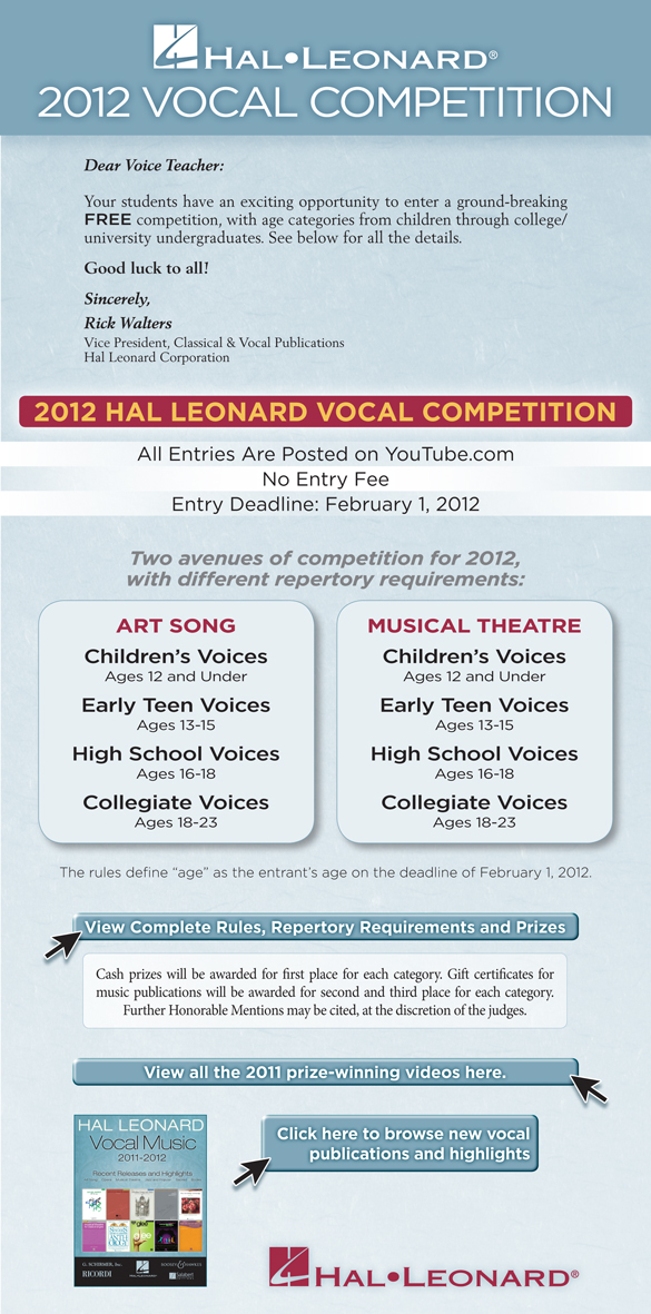 From the voice of.... Youtube Voice Competition sponsored by Hal Leonard