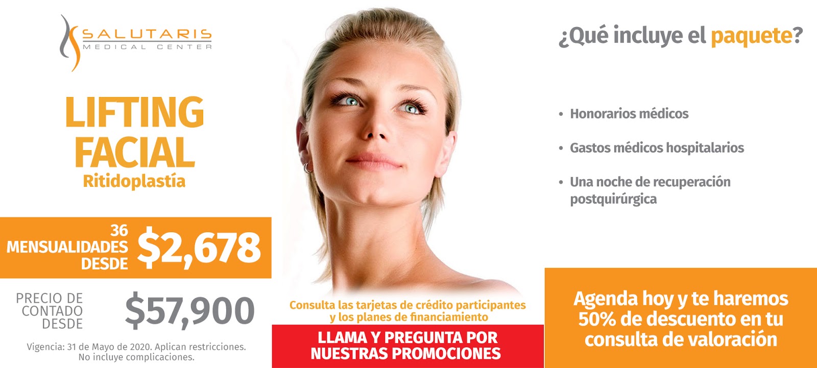 SALUTARIS MEDICAL CENTER Paquete de Rejuvenecimiento o lifting facial en Guadalajara