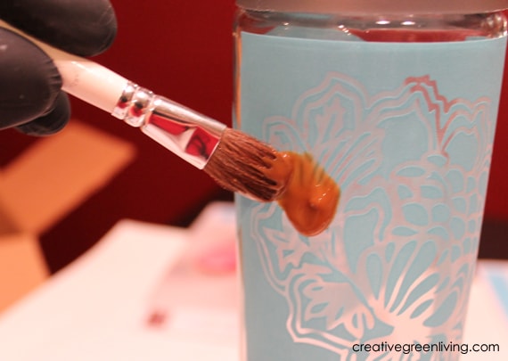 How to make a DIY water bottle with a glass water bottle and Martha Stewart glass etching cream