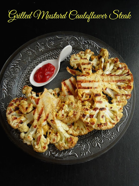 Grilled mustard cauliflower steak