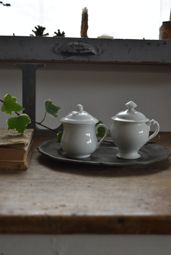 4個セットFranceAntiqueクリームポット“ポ・ア・クレム”白磁器