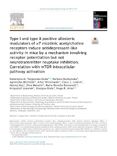 Type I and type II positive allosteric modulators of α7 nicotinic acetylcholine receptors induce antidepressant-like activity in mice by a mechanism involving receptor potentiation but not neurotransmitter reuptake inhibition. Correlation with mTOR intracellular pathway activation