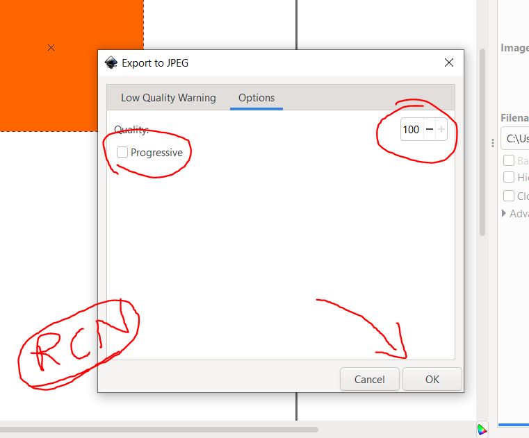 Экспорт в jpeg