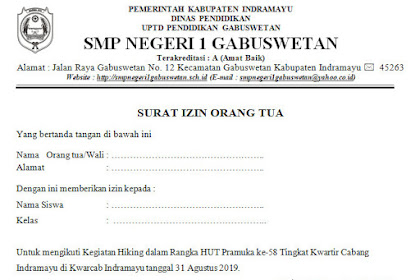 Contoh Surat Izin Orang Tua Untuk Mengikuti Kegiatan Pmr