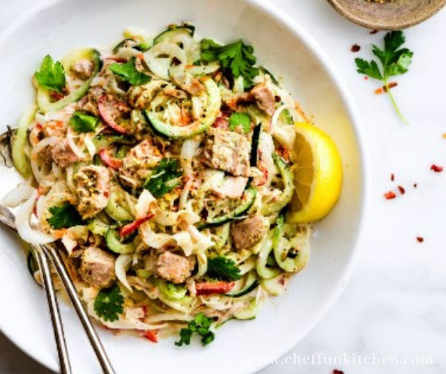 Chili Tuna Spiralized Spring Vegetables Salad Chili Tuna Spiralized Spring Vegetables Salad