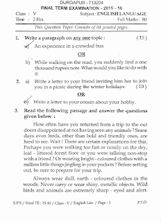  Question Paper English Language of a School  Final year  
