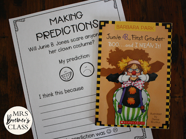 Junie B Jones Boo and I Mean It book study activities Halloween unit with Common Core aligned literacy companion activities for First Grade and Second Grade