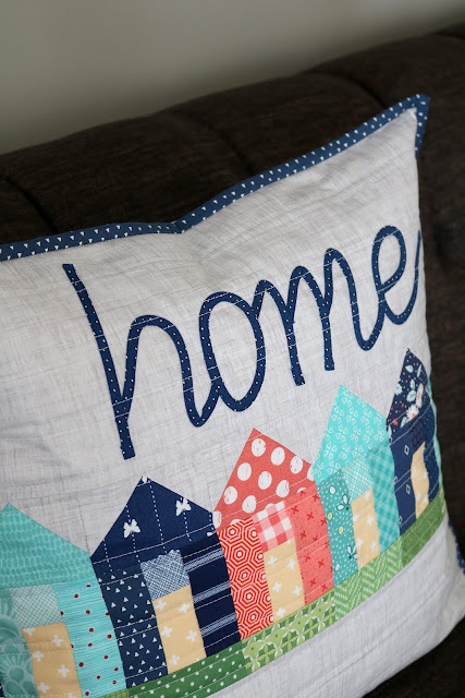 Home Pillow from the Text It! book by Sherri Noel.  Pillow by Andy of A Bright Corner