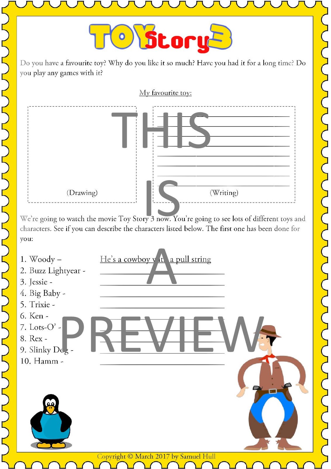 Toy Story 3 (2010) Movie Questions + Activities Answer Key Included