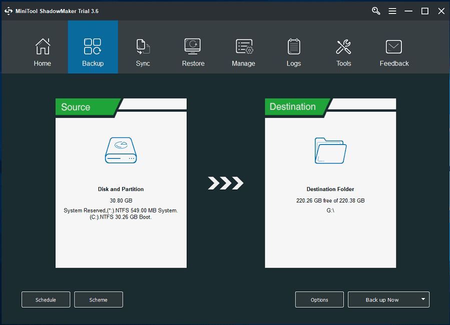 MiniTool ShadowMaker, a free backup tool