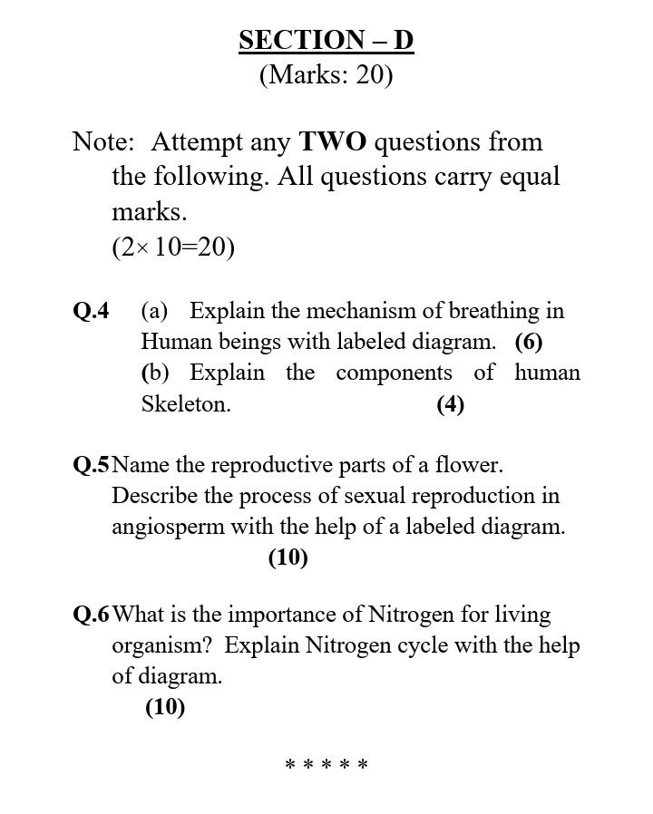 Fbise class 10 Biology model paper new with pattern class 10 SSC II