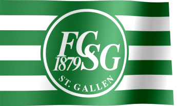 The waving flag of FC St. Gallen with the logo (Animated GIF) (FC St. Gallen-Flagge)