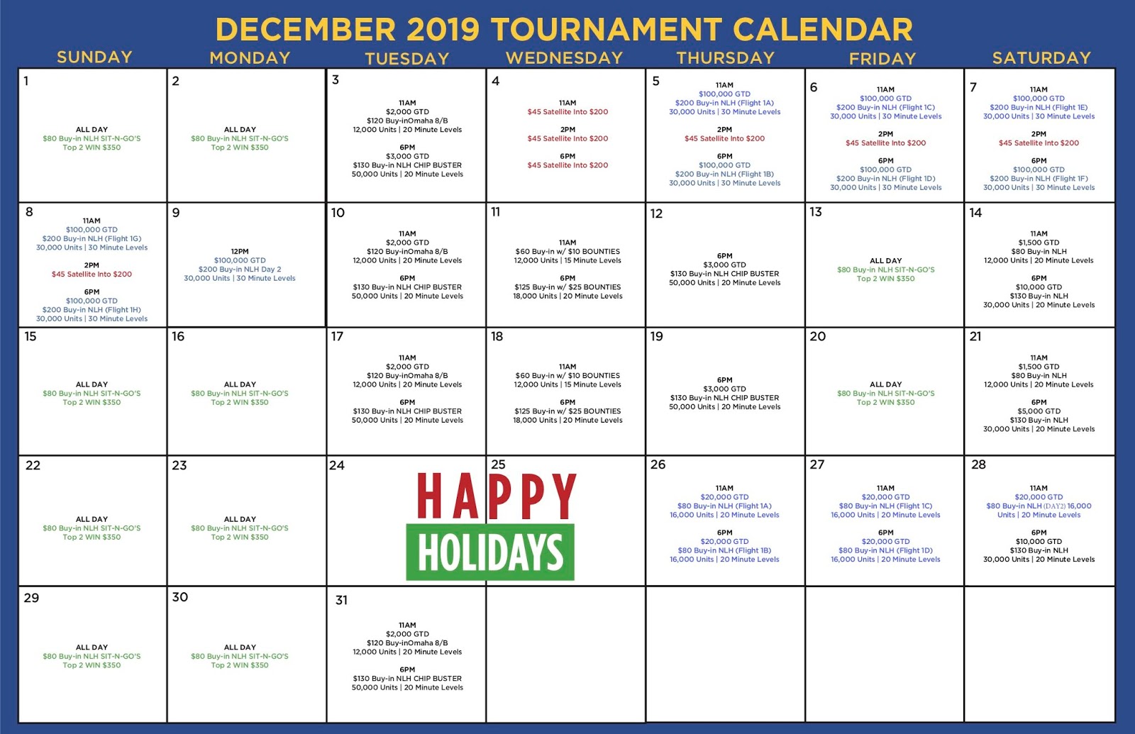 Isle Casino Poker ICYMI December Tournament Calendar Released