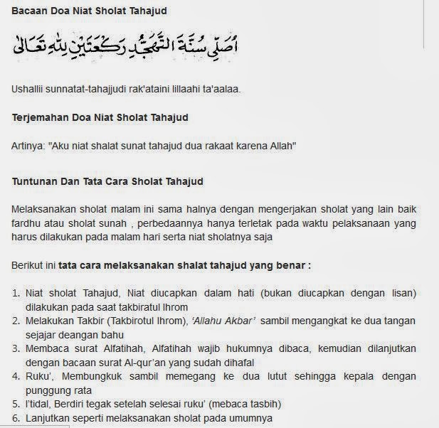 Niat Sholat Tahajud Dan Doanya Celoteh Bijak