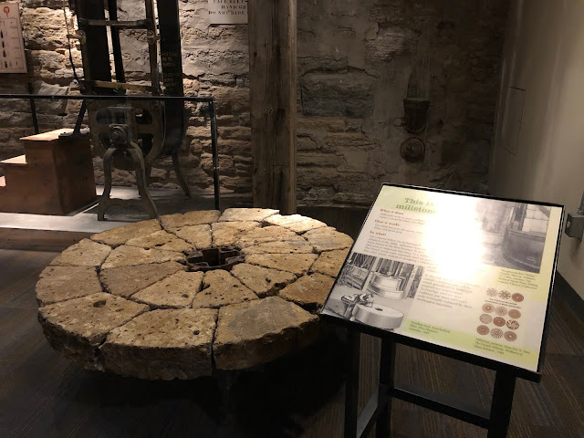 Old mill stone used for grinding wheat on display at Mill City Museum.