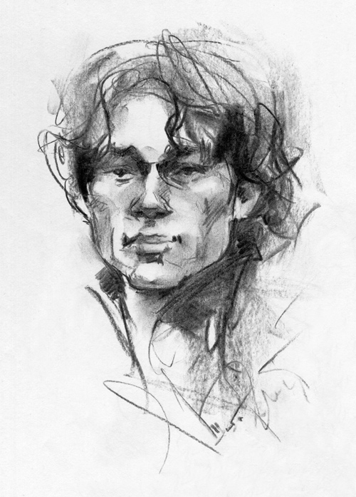 Портрет Сергея Есенина, бумага, уголь