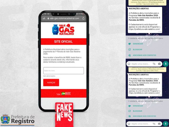 Prefeitura de Registro-SP alerta para novo fake news