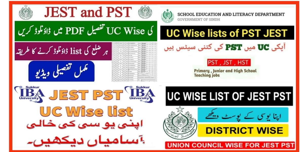 Latest Vacancy Position List of PST & JEST UC Wise Seats Distribution for Recruitment 2021 Sindh Education Teaching Jobs