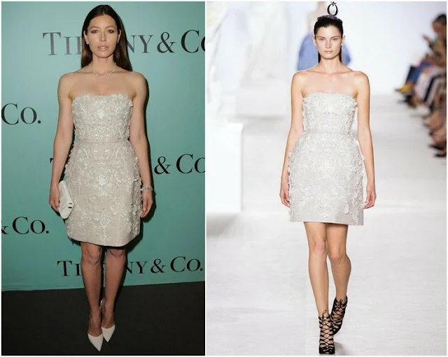 Jessica Biel in Giambattista Valli Couture – Tiffany & Co. Champs Elysées Flagship Opening