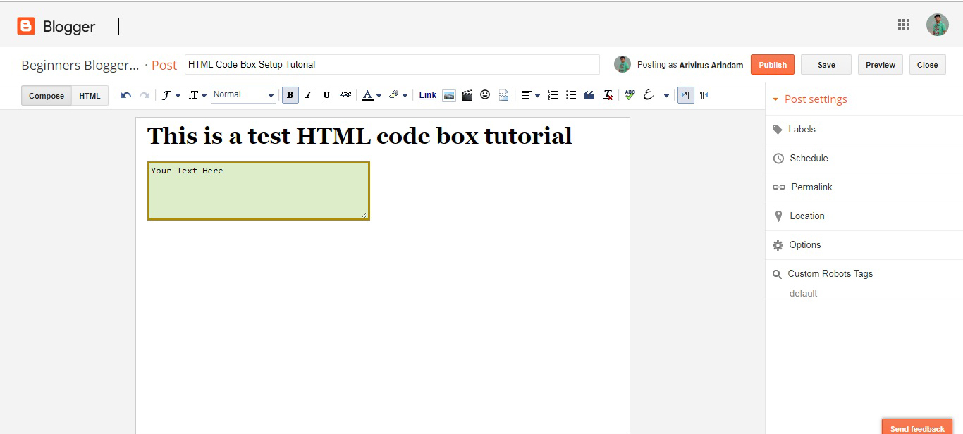 Creating A HTML/JavaScript Code Box Inside Your Blog Post | The Best ...