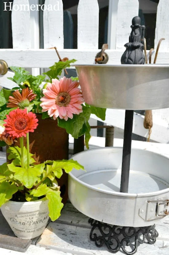 Tiered Trays from Vintage bakeware and flowers