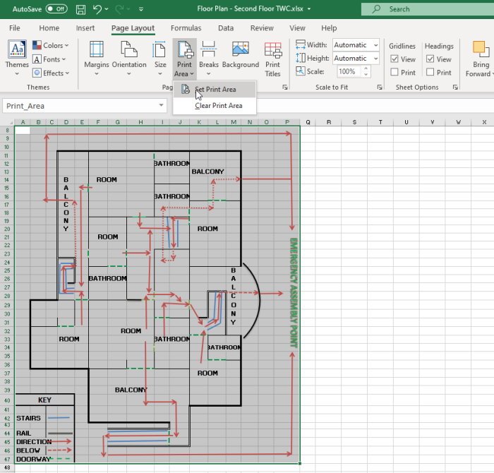 Microsoft Excel Задать параметр области печати