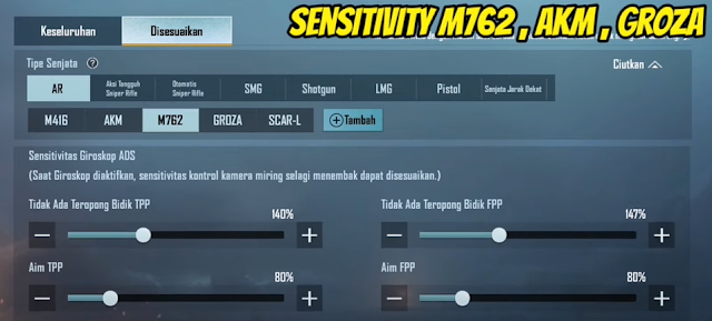 Sensitivitas Gyro ADS Senjata PUBG M Sensitivitas Gyro ADS Senjata PUBG M