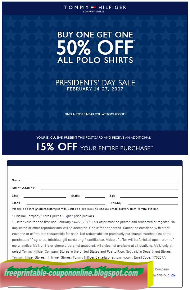 coupons tommy hilfiger outlet store