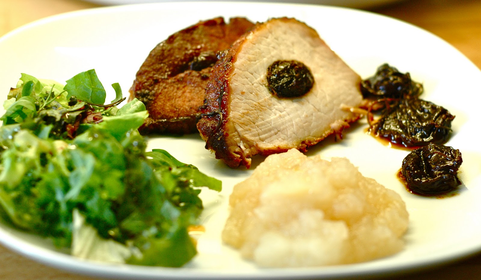 Olio Aglio Roast Pork with Plums & Apple Sauce