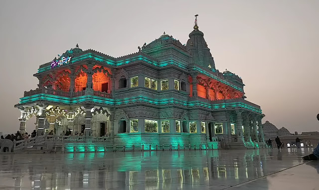 Prem Mandir changing light Night View images