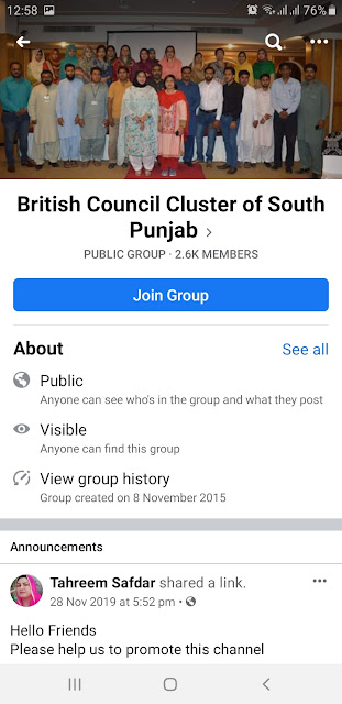 Facebook Group British council Cluster OF South Punjab
