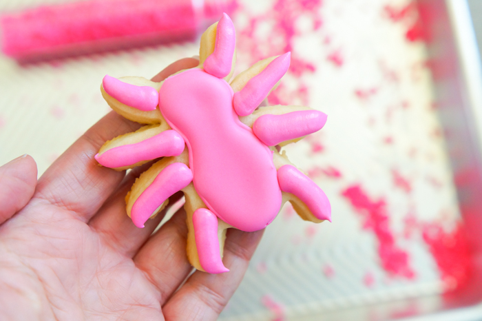 how to make pink spider cute decorated halloween cookies