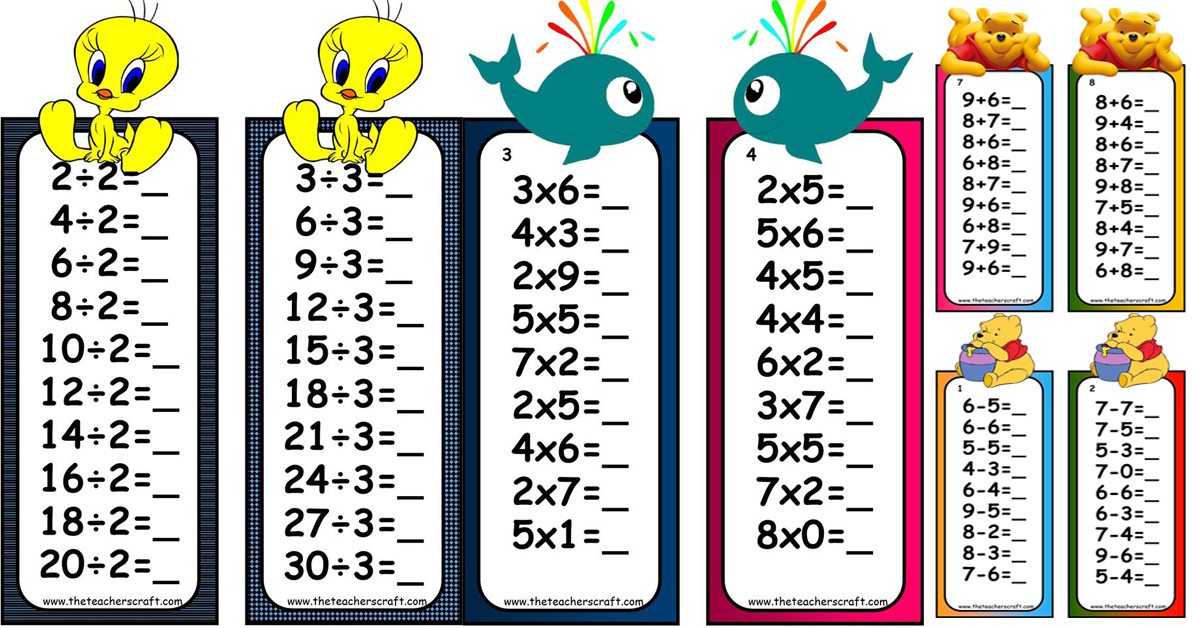 Math Bookmarks Add Subtract Multiply Divide Gurong Hero Math Bookmarks Add Subtract Multiply Divide Gurong Hero