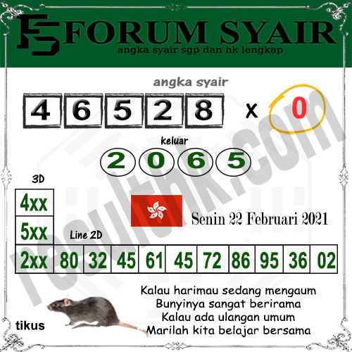 🐴 Syair togog 22 februari 2022