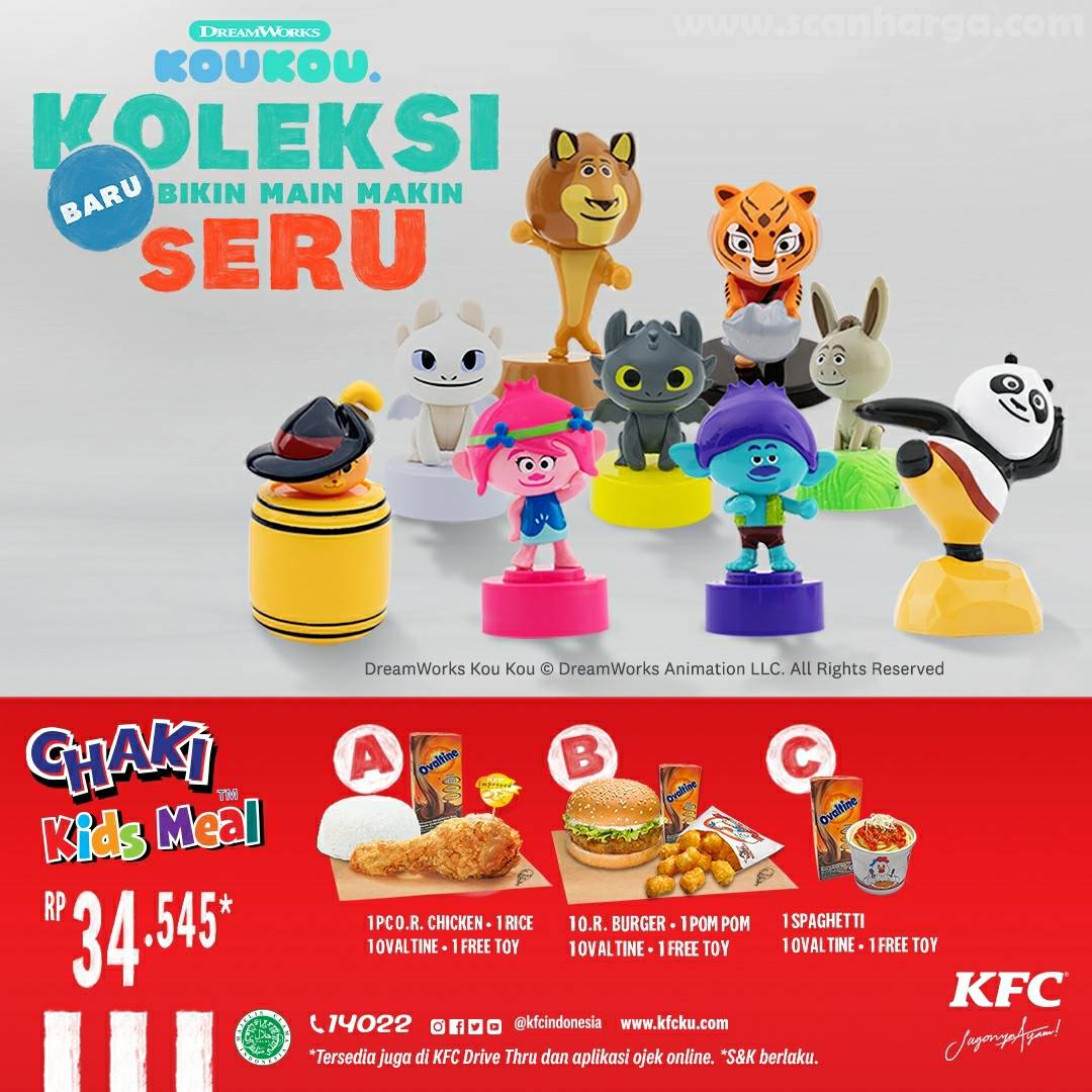 KFC Promo Beli Chaki Kids Meal Gratis Koleksi DreamWorks Kou Kou