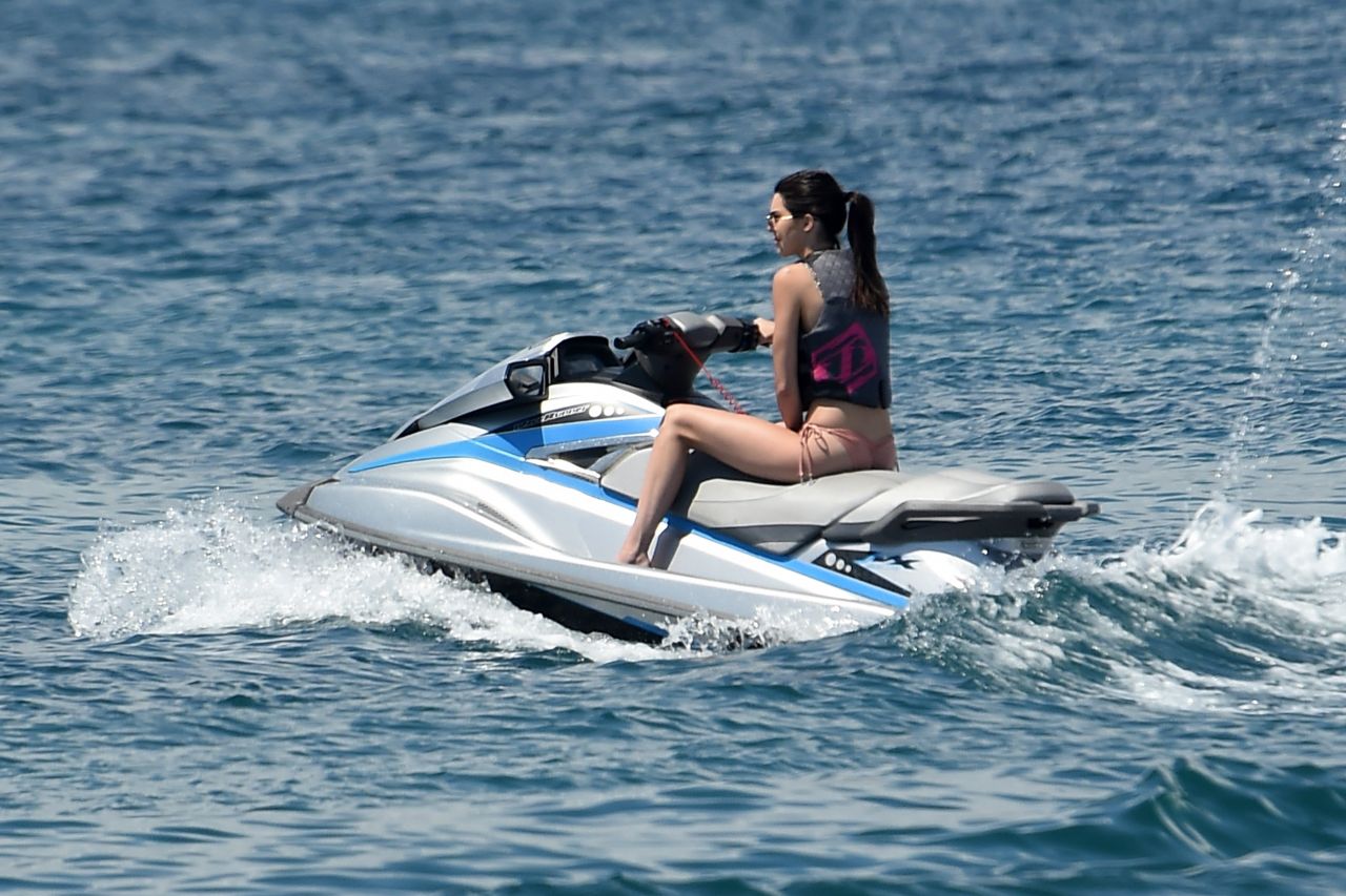 Kendall Jenner In A Bikini On A Yacht Jet Ski