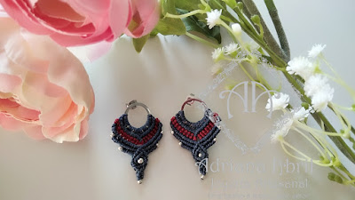 Pendientes en macramé, aros, aretes, Earrings, hoops, earrings in macramé by #AdrianaAbril