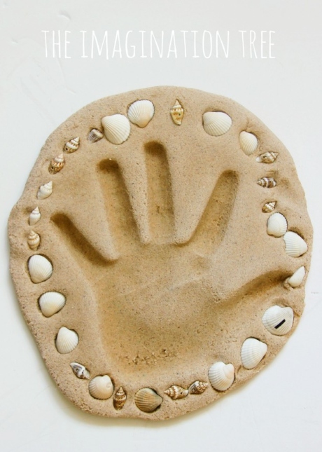 Beach Sand Clay Kids Hand Print Plaque DIY Keepsake Craft Idea