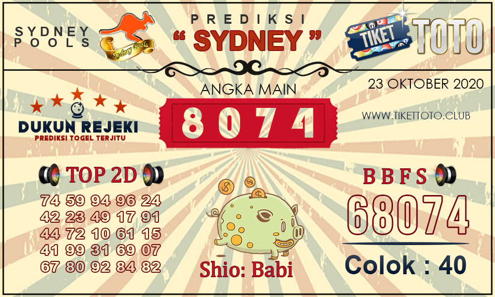 Prediksi Togel SYDNEY TIKETTOTO 23 OKTOBER 2020