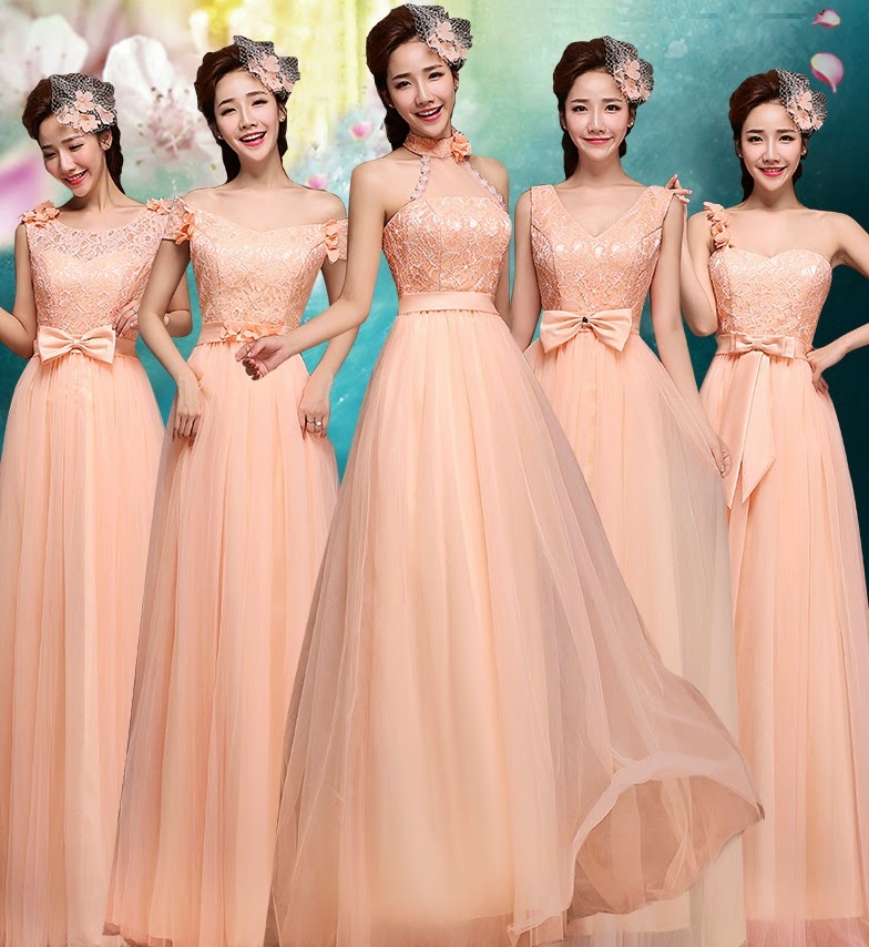 Six-Design Coral Lace Top Tutu Maxi Bridesmaids Dress