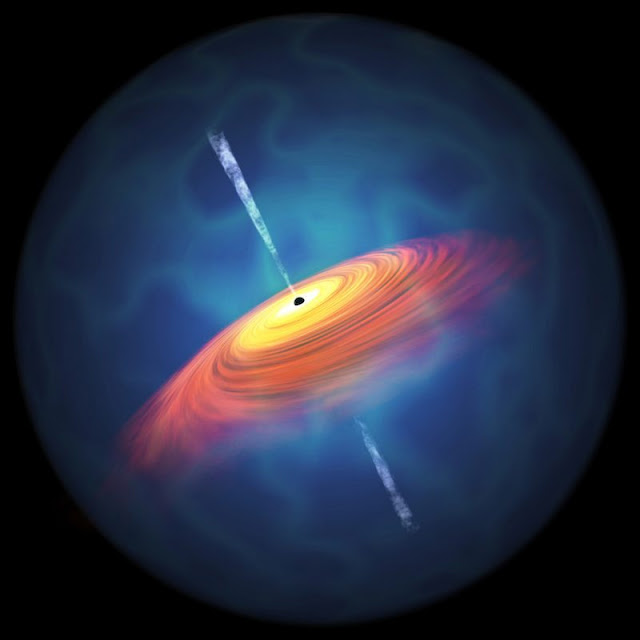 ilustração artística de um quasar 