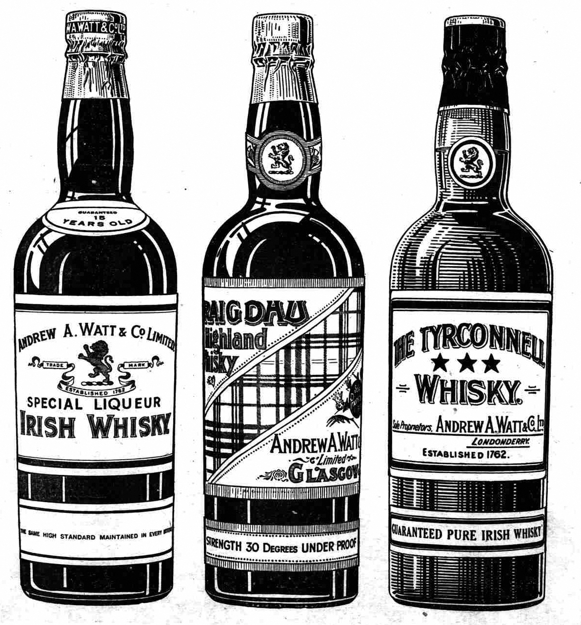 Andrew A. Watt & Co. Ltd. Whisk(e)y Distillers Londonderry and