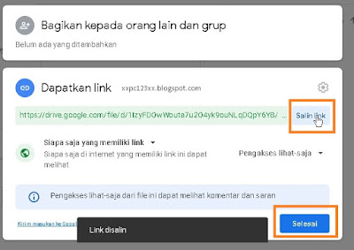 Pengaturan link telah diubah, sehingga semua orang (termasuk pengunjung blog Anda) yang memiliki link Google Drive dapat mengunduh file tersebut- Cara Mudah Buat Link Download di Blogspot (Tanpa Koding)
