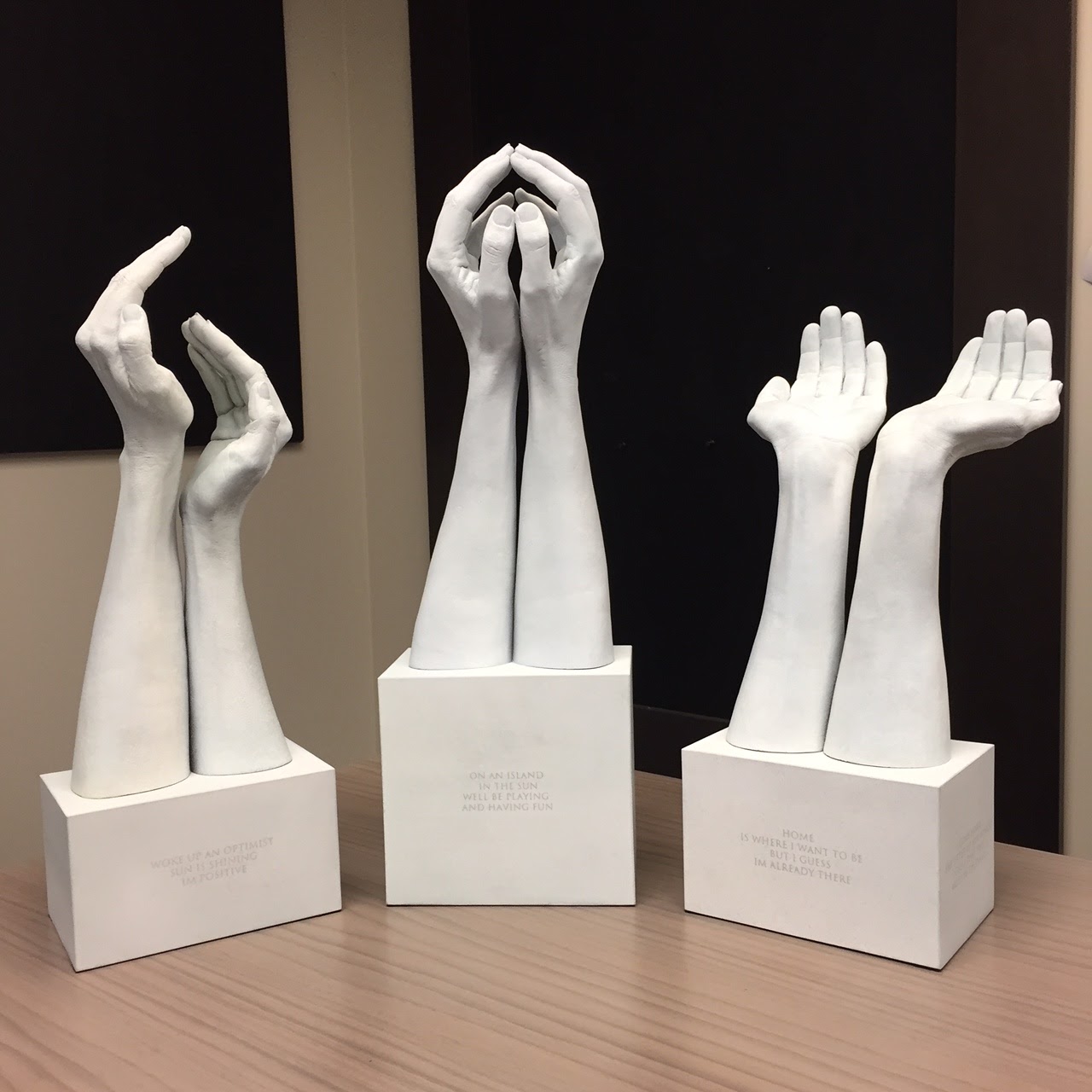 NICK PETRONZIO SCULPTURE BRONZE HANDS SCULPTURES WITH MUSIC LYRICS