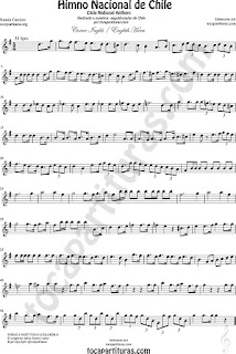 Himno Nacional de Chile Partitura de Trompa y Corno Francés en Mi bemol Sheet Music for English Horn Music Scores