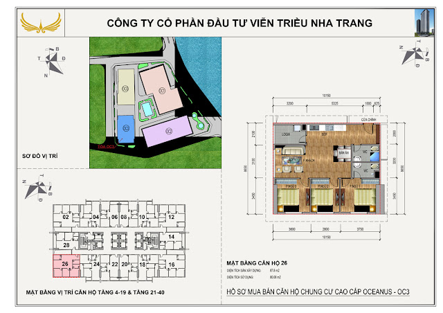 Mặt bằng căn 26 Chung Cư OC3 Viễn Triều Nha Trang